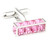 Pink Long Cube with Square Crystals Cufflinks (V-CF-C7708P)