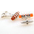 Orange Cat's Eye Glass Cylinder Cufflinks (V-CF-G53397-O)