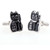 Maneki-neko Good Fortune Cat Black Cufflinks (V-CF-70962B)