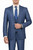 Vinci 2-Button Glenplaid with Low Cut Vest Suit - Blue