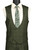 Vinci 2-Button Olive Glenplaid Suit with Low-Cut Vest