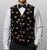 Leonardo Valenti Black Velvet with Gold Crowns Vest - Made in Italy
