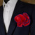 2-in-1 Pouf Round Pocket Square - Royal Blue on Red