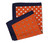 100% Silk Pocket Square -Blue Paisley & Orange Dot Design 12.5 x 12.5
