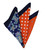 100% Silk Pocket Square -Blue Paisley & Orange Dot Design 12.5 x 12.5