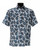  Bassiri Short Sleeve Camp Shirt - Black & Blue Fancy Paisley Design