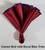 2-in-1 Pouf Round Pocket Square - Royal Trim on Garnet Red