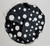 2-in-1 Pouf Round Pocket Square - White on Black Multi-Size Dots