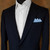 Blue 100% Cotton Pre-Folded Pocket Square Handkerchief Insert - 3 PT