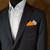 Two-Tone Crayon Stripe with Orange 100% Cotton Pre-Folded Pocket Square Insert