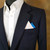 Two-Tone White Dots & Blue 100% Cotton Pre-Folded Pocket Square Insert Two-Tone White Dots & Blue 100% Cotton Pre-Folded Pocket Square Insert