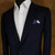 Two-Tone White Dots on Navy 100% Cotton Pre-Folded Pocket Square Insert