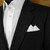 Black Stitch on White 100% Cotton Pre-Folded Pocket Square Handkerchief Insert Black Stitch on White 100% Cotton Pre-Folded Pocket Square Handkerchief Insert