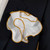 White Satin 2-in-1 Pouf Round Pocket Square with Gold Trim