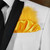 Yellow-Gold Satin Ruffle & Feather Pocket Square Insert Yellow-Gold Satin Ruffle & Feather Pocket Square Insert