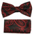 Black & Red Paisley Stripe Pre-Tied Silk Bow Tie Set