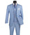 Vinci 2-Button Light Blue Glenplaid Suit with Vest - Modern Fit