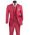 Vinci 2-Button Raspberry Red Glenplaid Suit with Vest - Modern Fit Vinci 2-Button Raspberry Red Glenplaid Suit with Vest - Modern Fit