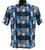 Bassiri Short Sleeve Camp Shirt - Blurred Blue & Black Block Design