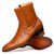 Marco di Milano Genuine Ostrich Quill Chelsea Zip Boot - Brandy