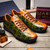 Marco di Milano Genuine Alligator & Ostrich Quill Sneaker - Cognac & Green