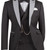 Vinci 4 Piece Black & Grey Tuxedo with Matching Vest & Bow Tie - Slim Fit Vinci 4 Piece Black & Grey Tuxedo with Matching Vest & Bow Tie - Slim Fit