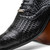Marco di Milano Genuine Caiman Crocodile & Woven Calf Leather Dress Tie Shoe - Black
