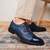 Marco di Milano Genuine Caiman Crocodile & Woven Calf Leather Dress Tie Shoe - Navy Blue