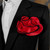 Red Satin with Black Trim 2-in-1 Pouf Round Pocket Square Red Satin with Black Trim 2-in-1 Pouf Round Pocket Square