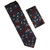 Antonia 100% Silk Tie w/Pocket Square - Burgundy & Grey Floral on Dark Blue