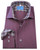Leonardo Valenti 100% Cotton Contrasting Neck & Cuff Shirt - Maroon & Grey Leonardo Valenti 100% Cotton Contrasting Neck & Cuff Shirt - Maroon & Grey