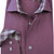 Leonardo Valenti 100% Cotton Contrasting Neck & Cuff Shirt - Maroon & Grey Leonardo Valenti 100% Cotton Contrasting Neck & Cuff Shirt - Maroon & Grey