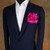 Fuchsia Pink with Navy Trim 2-in-1 Pouf Round Pocket Square