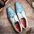 Marco di Milano Genuine Caiman Crocodile & Lizard Patchwork Dress Tie Shoe - Aqua Blue & White Marco di Milano Genuine Caiman Crocodile & Lizard Patchwork Dress Tie Shoe - Aqua Blue & White