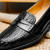 Zelli Leather Basket Weave Italian Penny Loafer - Black
