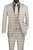 Vinci 2-Button Light Beige Windowpane Suit with Vest - Modern Fit Vinci 2-Button Light Beige Windowpane Suit with Vest - Modern Fit