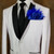 Royal Blue Satin Ruffle & Feather Pocket Square Insert