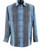 Bassiri Long Sleeve Camp Shirt -Blue Netted Shadow Design
