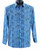 Bassiri Long Sleeve Camp Shirt - Blurred Zig-Zag Design in Blue