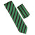 Antonia 100% Silk Tie w/Pocket Square - Green & Black Diagonal Stripes