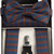 Diagonal Blue & Rust Design Suspenders with Matching Silk Bow Tie Set