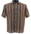 Clearance: Bassiri Short Sleeve Camp Shirt - Brown & Peach Vertical Greek Key Design