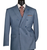 Vinci Sharkskin Double-Breasted Suit  with Built in Pocket Square - Smoke Blue