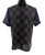 Bassiri Short Sleeve Camp Shirt - Artistic Square Pattern in Black with Brown