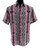 Bassiri Short Sleeve Camp Shirt - Pink & Black Abstract Vertical Graph Pattern