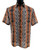 Bassiri Short Sleeve Camp Shirt - Orange & Black Abstract Vertical Graph Pattern
