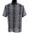Bassiri Short Sleeve Camp Shirt - Grey & Black Abstract Vertical Graph Pattern