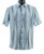 Bassiri Short Sleeve Camp Shirt - Diagonal Jagged Line Design in Blue Tones