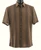 Bassiri Short Sleeve Camp Shirt - Black on Brown Tonal Grid Design