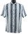 Bassiri Short Sleeve Camp Shirt - Blue on White Optical Vertical Pattern